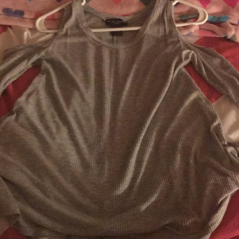 Gray off the shoulder dressy shirt!